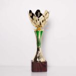 Кубок К1820С спортивна нагорода з незвичайною чашею на дерев'яній основі h25см