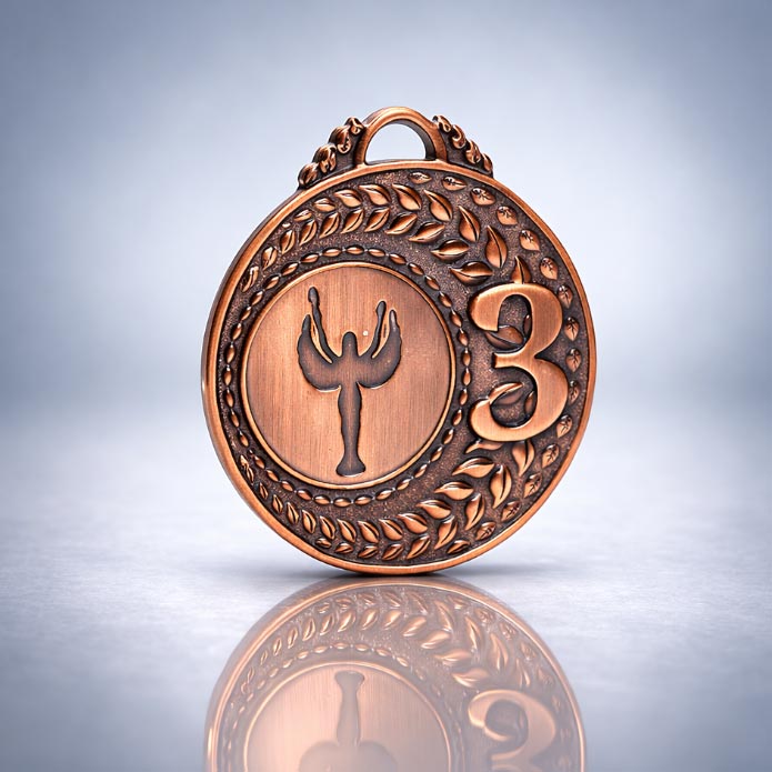 Медаль MA305 Бронза D50мм Жетон D25мм універсальна з вибитим призовим місцем