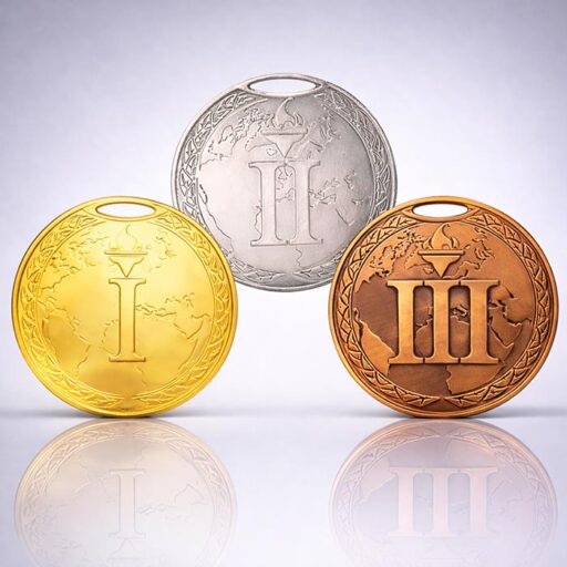 Медаль MA195 Золото D50мм з земною кулею вибите призове місце важка медаль