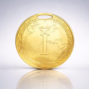 Медаль MA195 Золото D50мм з земною кулею вибите призове місце важка медаль