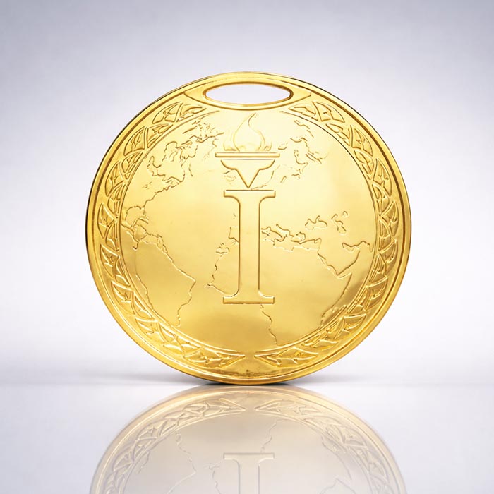 Медаль MA195 Золото D50мм з земною кулею вибите призове місце важка медаль