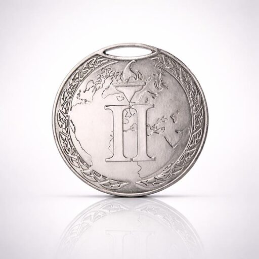 Медаль MA195 Срібло D50мм з земною кулею вибите призове місце важка медаль