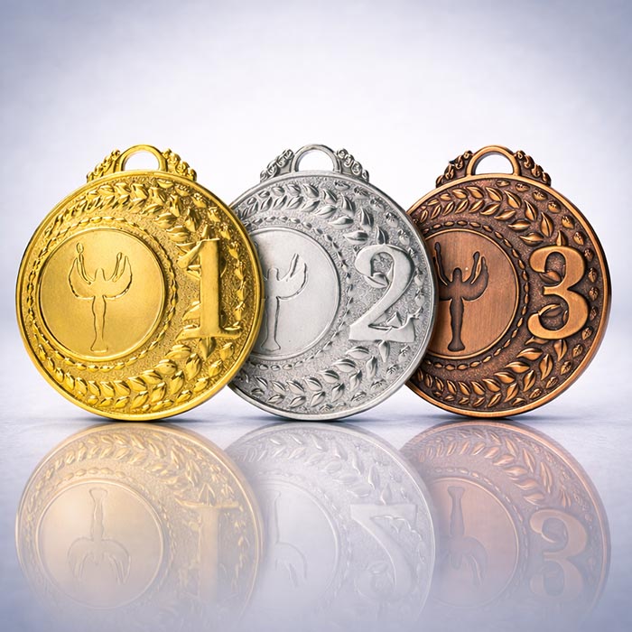 Медаль MA305 Срібло D50мм Жетон D25мм універсальна з вибитим призовим місцем