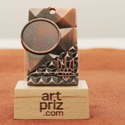 Медаль МА088 Bronza прямокутна з гербом України місце під Жетон D25мм (65*40мм)