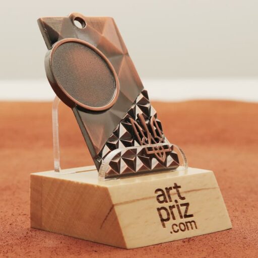 Медаль МА088 Bronza прямокутна з гербом України місце під Жетон D25мм (65*40мм)