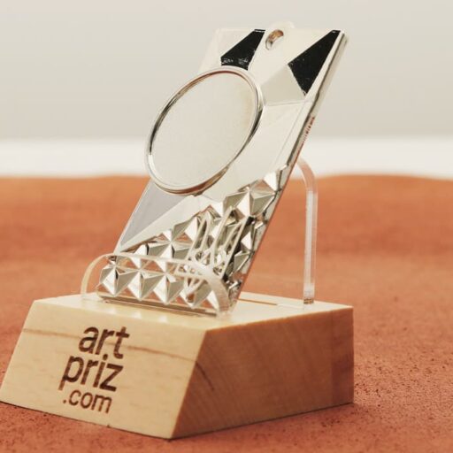 Медаль МА088 Silver прямокутна з гербом України місце під Жетон D25мм (65*40мм)