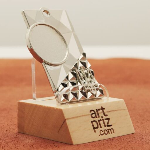 Медаль МА088 Silver прямокутна з гербом України місце під Жетон D25мм (65*40мм)