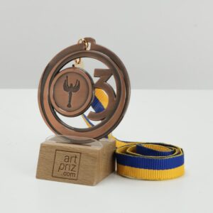 Медаль МА085 Бронза зі стрічкою D65мм з призовим місцем зображенням Ніки або жетон D25мм