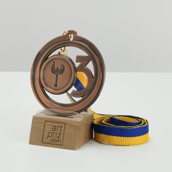 Медаль МА085 Бронза с лентой D65мм с призовым местом изображением Ники или жетон D25мм