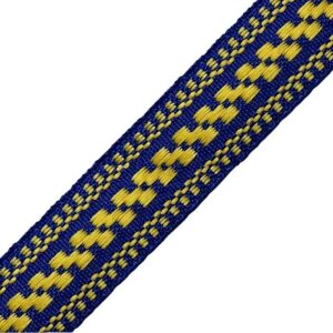 Українська стрічка синя із жовтим орнаментом 20 мм