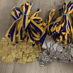 Медаль МА088 срібло зі стрічкою прямокутна з гербом України Жетон D25мм (65*40мм)