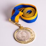 Медаль МА1135 Золото зі стрічкою D35мм жетон Д25мм