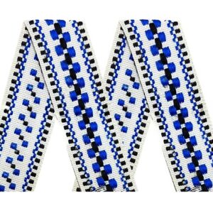 Біла стрічка із синім орнаментом 20 мм