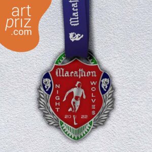 Медаль лита для  марафону NIGHT WOLVES MARATHON розмір 100*80мм MLM100NW