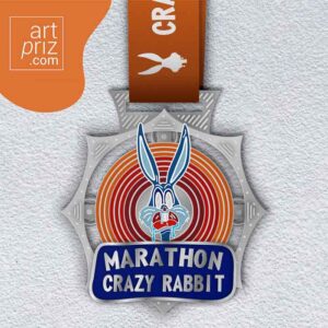 Медаль для марафону CRAZY RABBIT розмір 76*70мм MLM70CR