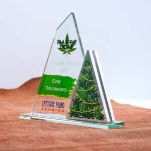 Нагорода скло з металом HAPPY LEAF Висота 22см GMHL22