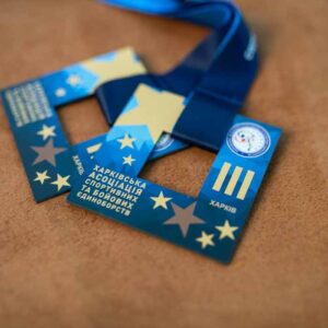 Медаль металева зі спортивної боротьби КВАДРАТ Розмір 80*80мм MMСB80