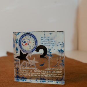 Нагорода подяка зі скла по боротьбі КВАДРАТ 15x15x4,5см АРТПРИЗ GLM15