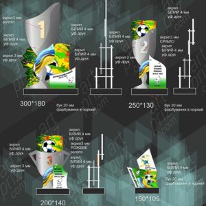 Кубок нагородний для Футболу за 2 місце ДИТЯЧИЙ ВЕСНЯНИЙ ЧЕМПІОНАТ Ф.Л.А.Г. 13x25см 1018NS3