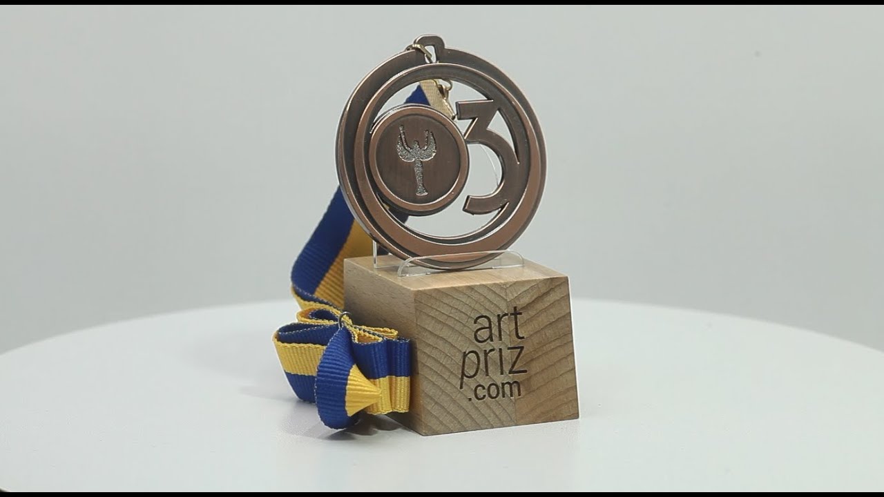 Медаль МА085 Бронза зі стрічкою D65мм з призовим місцем зображенням Ніки або жетон D25мм