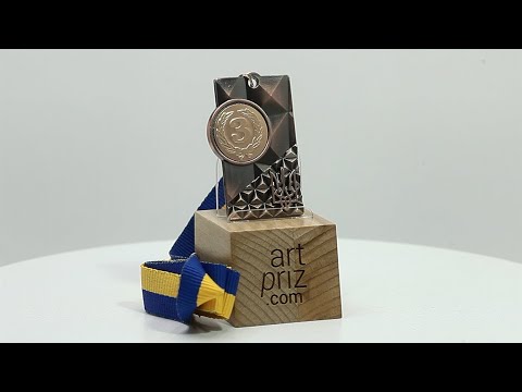 Медаль МА088 Bronza прямокутна з гербом України місце під Жетон D25мм