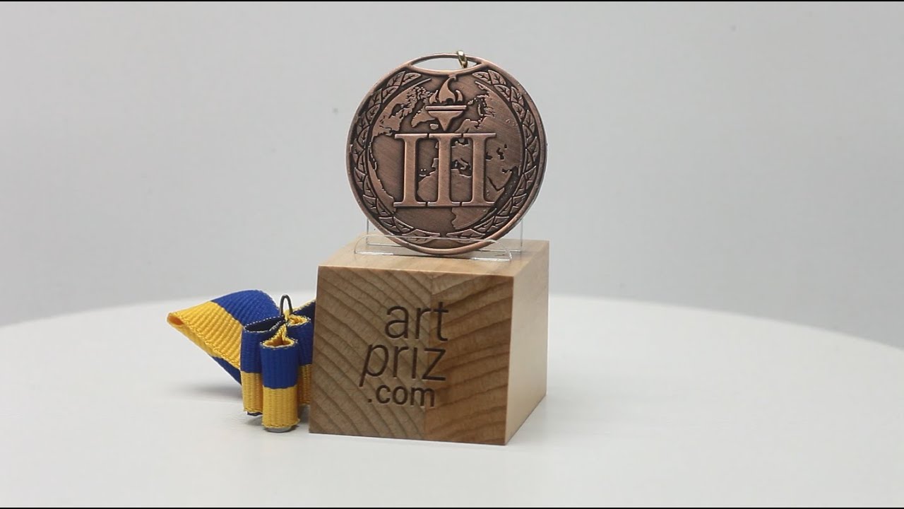 Медаль MA195 Бронза D50мм з земною кулею вибите призове місце важка медаль