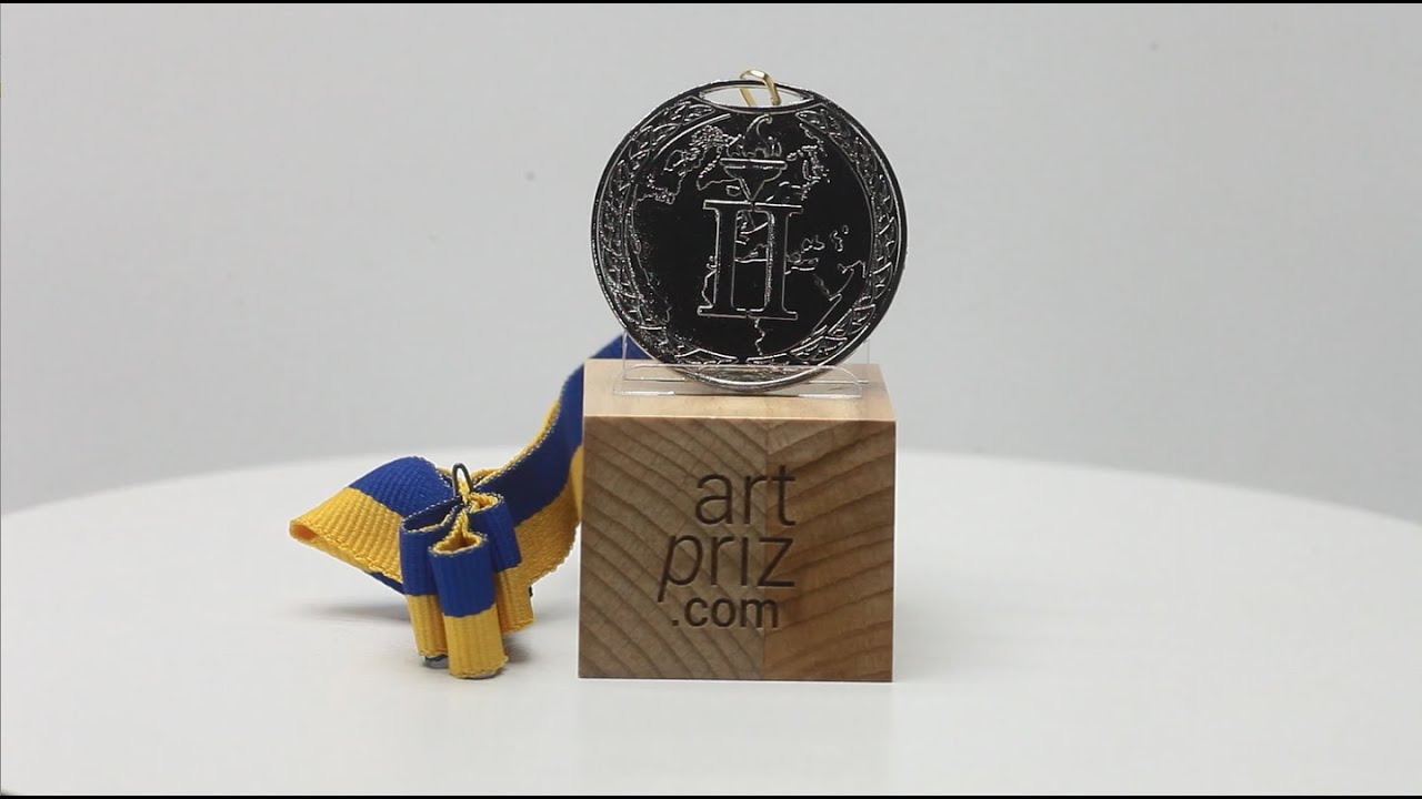 Медаль MA195 Срібло D50мм з земною кулею вибите призове місце важка медаль