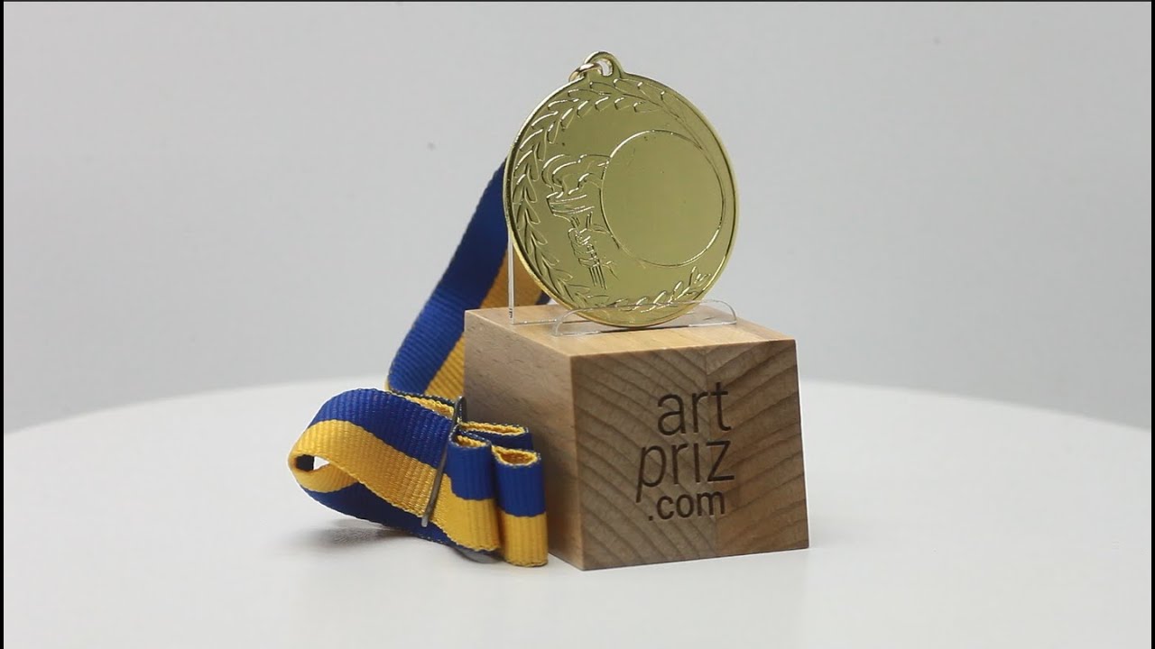 Медаль MA225 Золото, діаметр 50мм, жетон 25 мм, універсальна з факелом