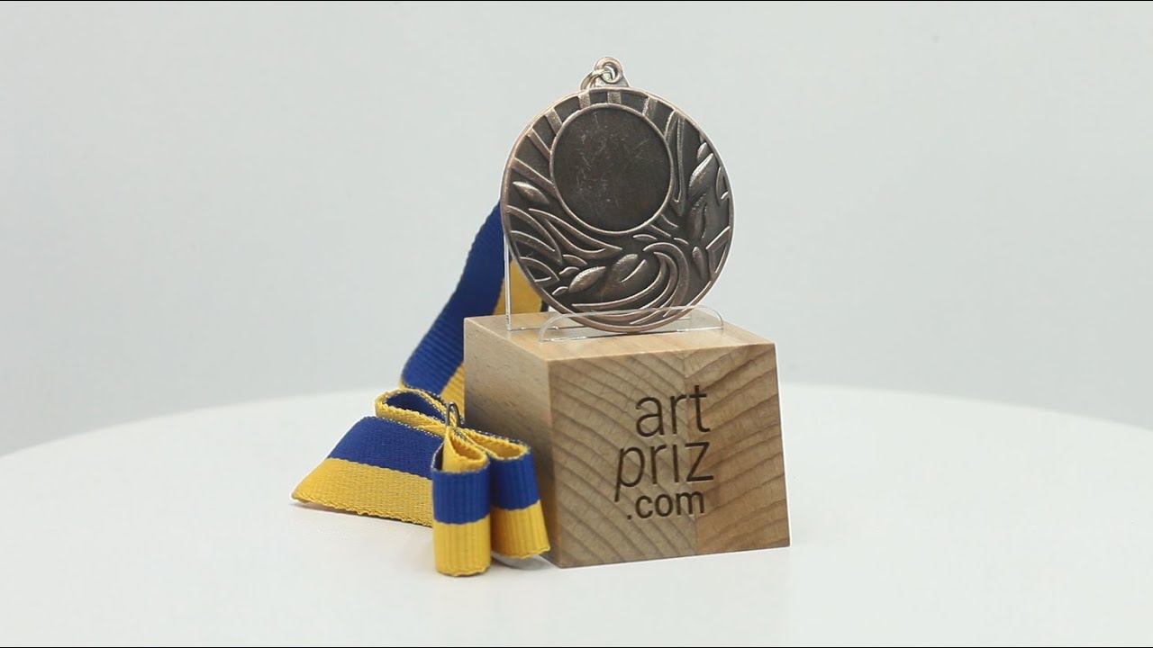 Медаль МА2750 Бронза зі стрічкою та жетоном штампована D50мм жетон Д25мм