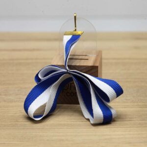 Стрічка синьо-біла для медалей з затискачем і карабіном 20мм SBS20