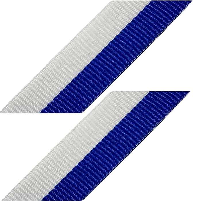 Стрічка синьо-біла для медалей з затискачем і карабіном 20мм SBS20