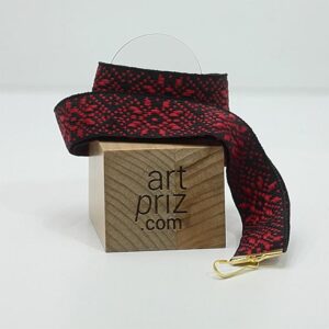 Стрічка червоно-чорна орнамент для медалей з затиском і карабіном 20мм OBR20