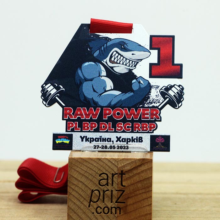 Медаль металева RAW POWER Розмір 85x75мм 605M23