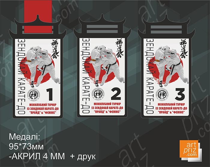 Медаль МІЖКЛУБНИЙ ТУРНІР З ЗЕНДОКАЙ КАРАТЕ-ДО Розмір 95x70мм 1966М23