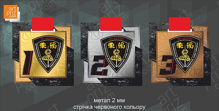 Медаль металева JU-JITSU Розмір 75x75мм 1858M23