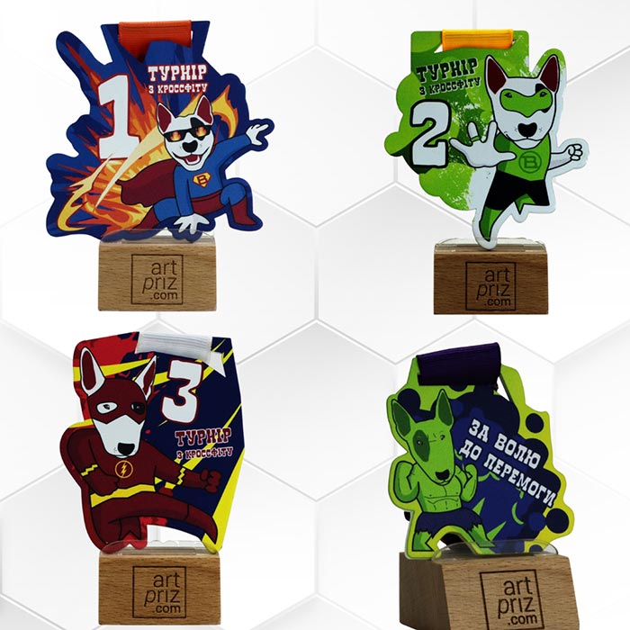 Медаль металлическая ТУРНИР из КРОССФИТА 8x8см АРТПРИЗ 3498M3