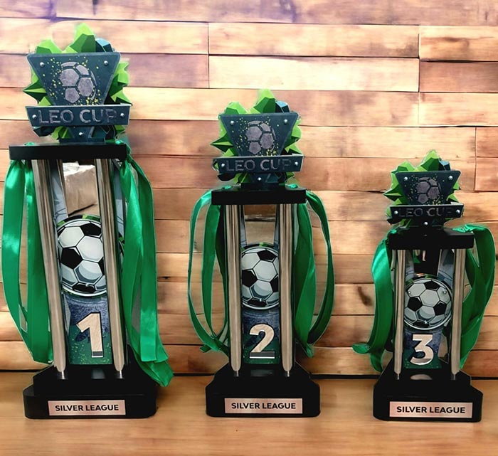 Кубок футбольний на колонах LEO CUP 24x70см ARTPRIZ 3774K3