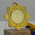 Медаль MA5014 Золото с лентой D50мм место под жетон Д 25мм