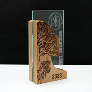 Нагорода з Дерева та Скла  ВИКЛАДАЧ РОКУ 11x21см АРТПРИЗ 2602N3