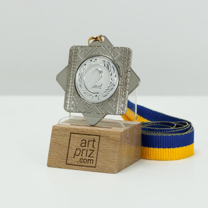 Медаль MA5014 Срібло зі стрічкою D50мм місце під жетон Д25мм