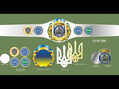Пояс Чемпіона для Кікбоксинга з гербом України WAKO 25x127см ARTPRIZ 4059P3