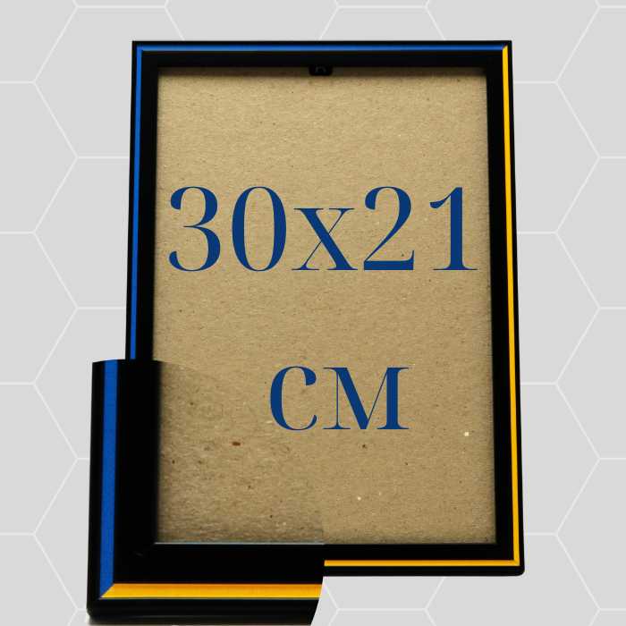 Рамка для дипломів грамот подяк фотографій колір чорний з жовто-блакитним 21х30см А4 PGBA4