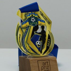 Медаль металева з футболу ЧЕМПІОНАТ ХМЕЛЬНИЦЬКОЇ ОБЛАСТІ 70х55 мм АРТПРИЗ 4751М3
