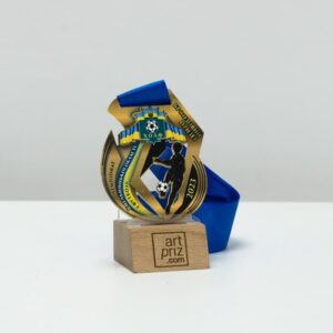 Медаль металева з футболу ЧЕМПІОНАТ ХМЕЛЬНИЦЬКОЇ ОБЛАСТІ 70х55 мм АРТПРИЗ 4751М3