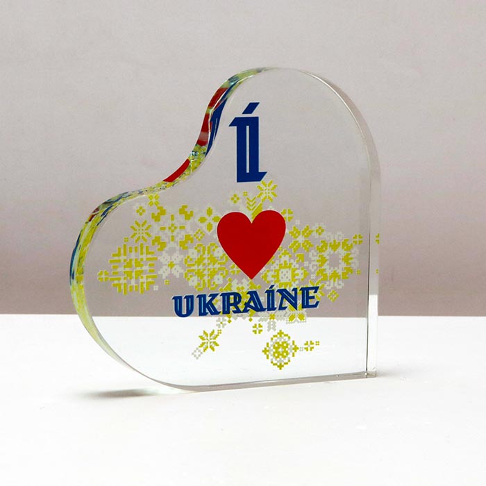 Нагорода зі скла у формі серця Висота 12см GL-90I