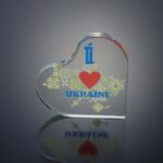 Нагорода зі скла у формі серця Висота 12см GL-90I
