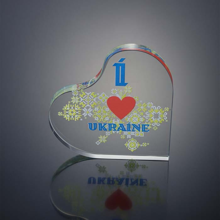 Нагорода зі скла у формі серця Висота 12см GL-90I