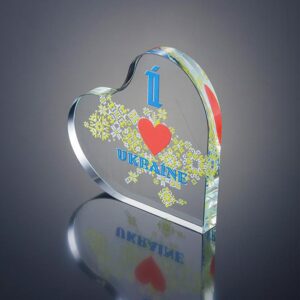 Нагорода зі скла у формі серця Висота 12см GL-90I