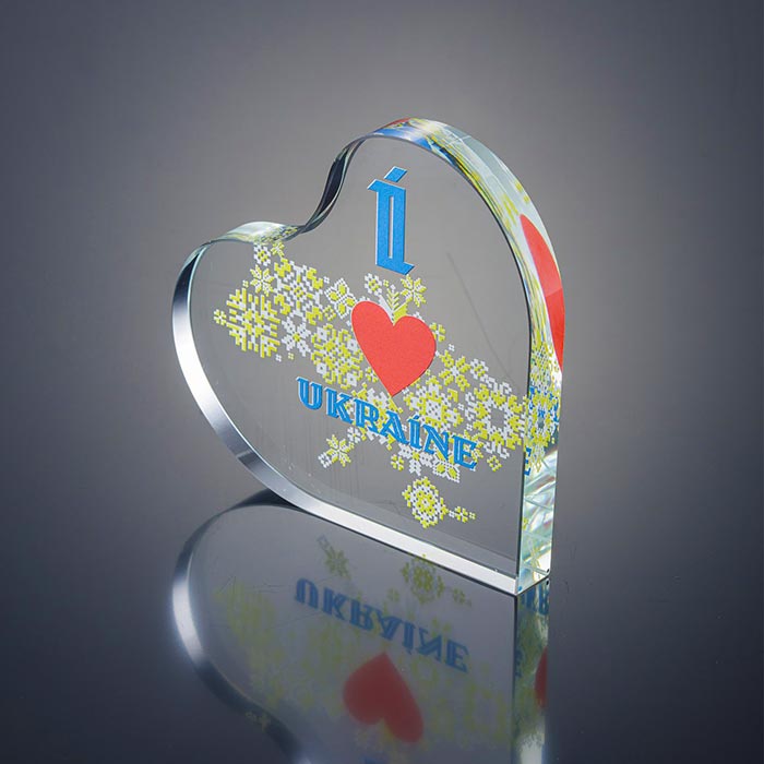Нагорода зі скла у формі серця Висота 12см GL-90I