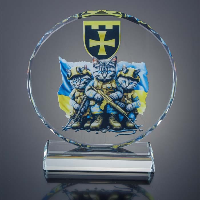 Нагорода кругла зі скла з огранованими краями Висота 18см  GL-83I